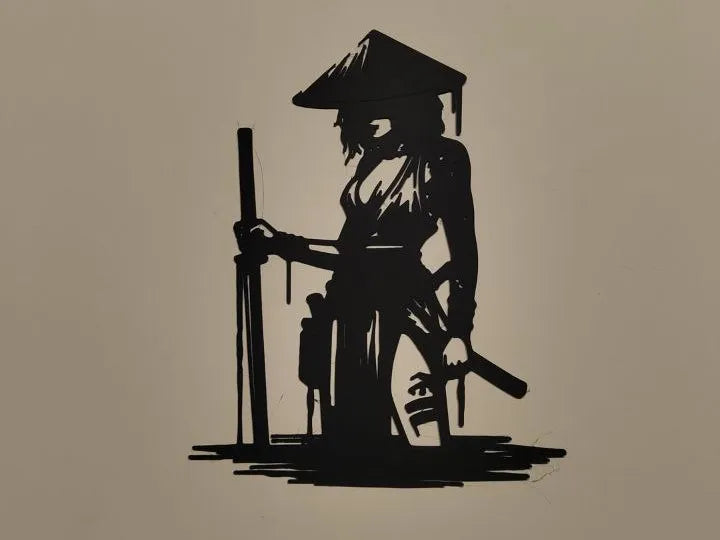 Asian Warrior Princess Silhouette Wall Art