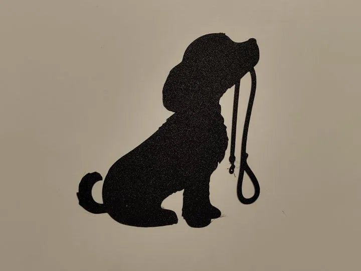 Dog Holding Leash Silhouette Wall Art