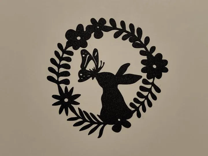 Rabbit and Butterfly Silhouette Wall Art